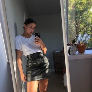 FRAME Leather Moto Skirt